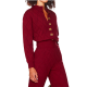 Burgundy Argyle Knit Cardigan & Pants Set