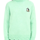 Mint Green Turtleneck Sweater With Penguin Sled Embroidery
