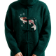Emerald Green Mandarin-Collar Cardigan With Koi Fish Embroidery