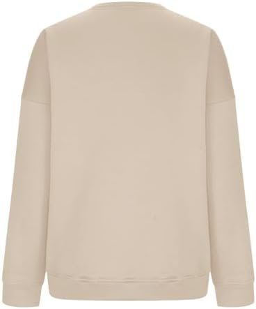 Women Crew Neck Sweatshirts Drop Shoulder Oversized Sweatshirts Long Sleeve Casual Loose Pullover Cozy Sweater