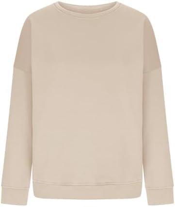 Women Crew Neck Sweatshirts Drop Shoulder Oversized Sweatshirts Long Sleeve Casual Loose Pullover Cozy Sweater